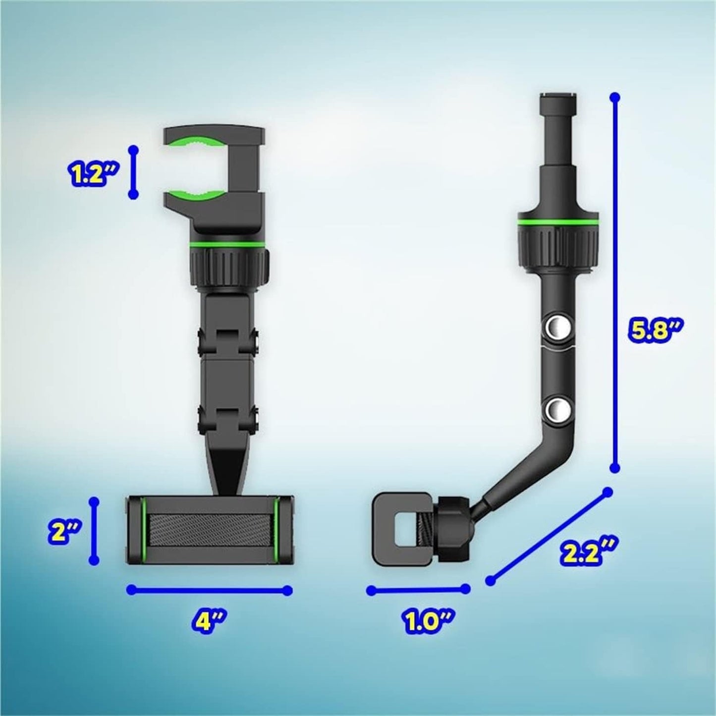 Soporte para teléfono para espejo retrovisor, giratorio de 360°