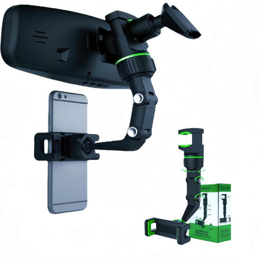 Soporte para teléfono para espejo retrovisor, giratorio de 360°