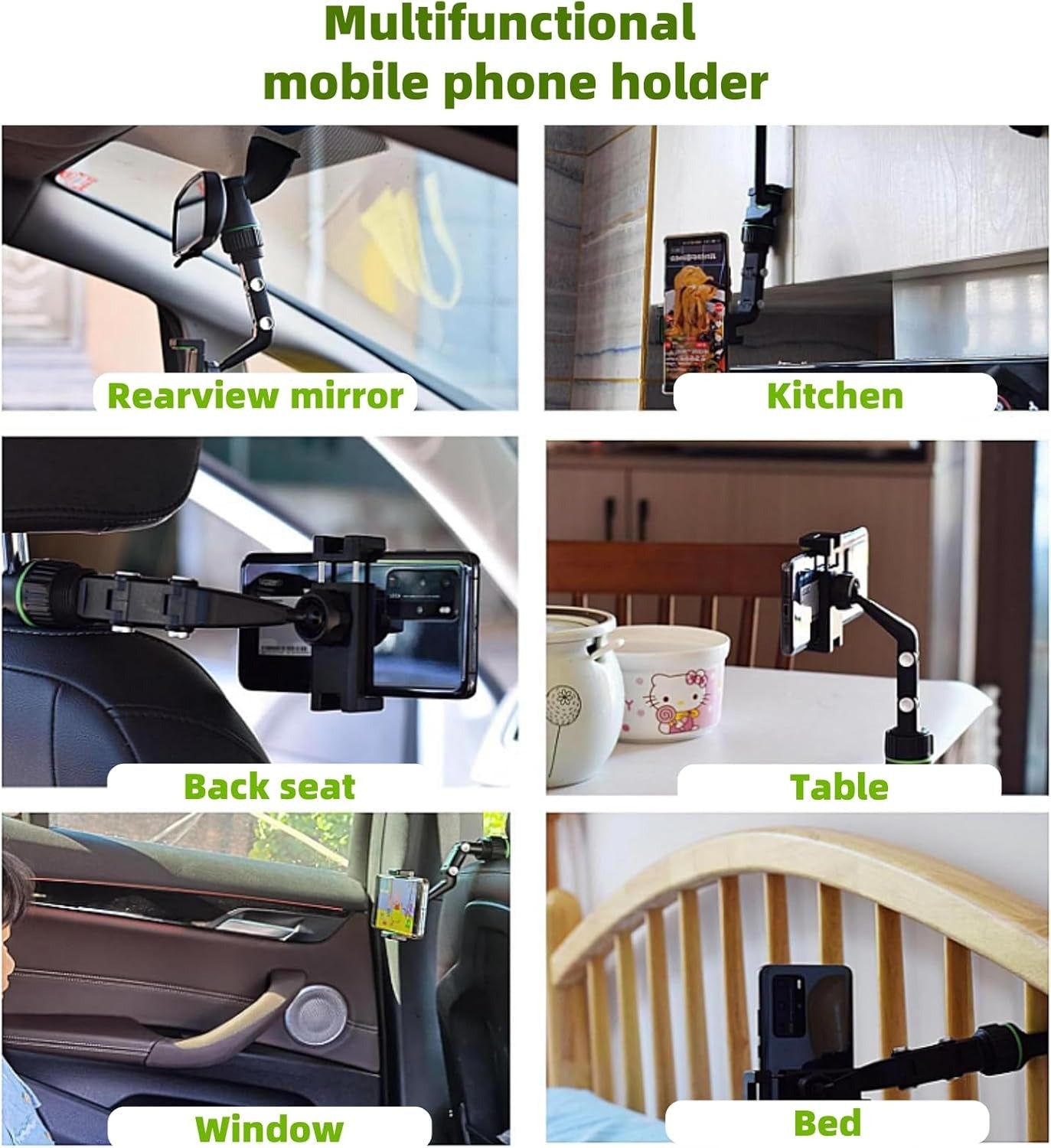 Soporte para teléfono para espejo retrovisor, giratorio de 360°